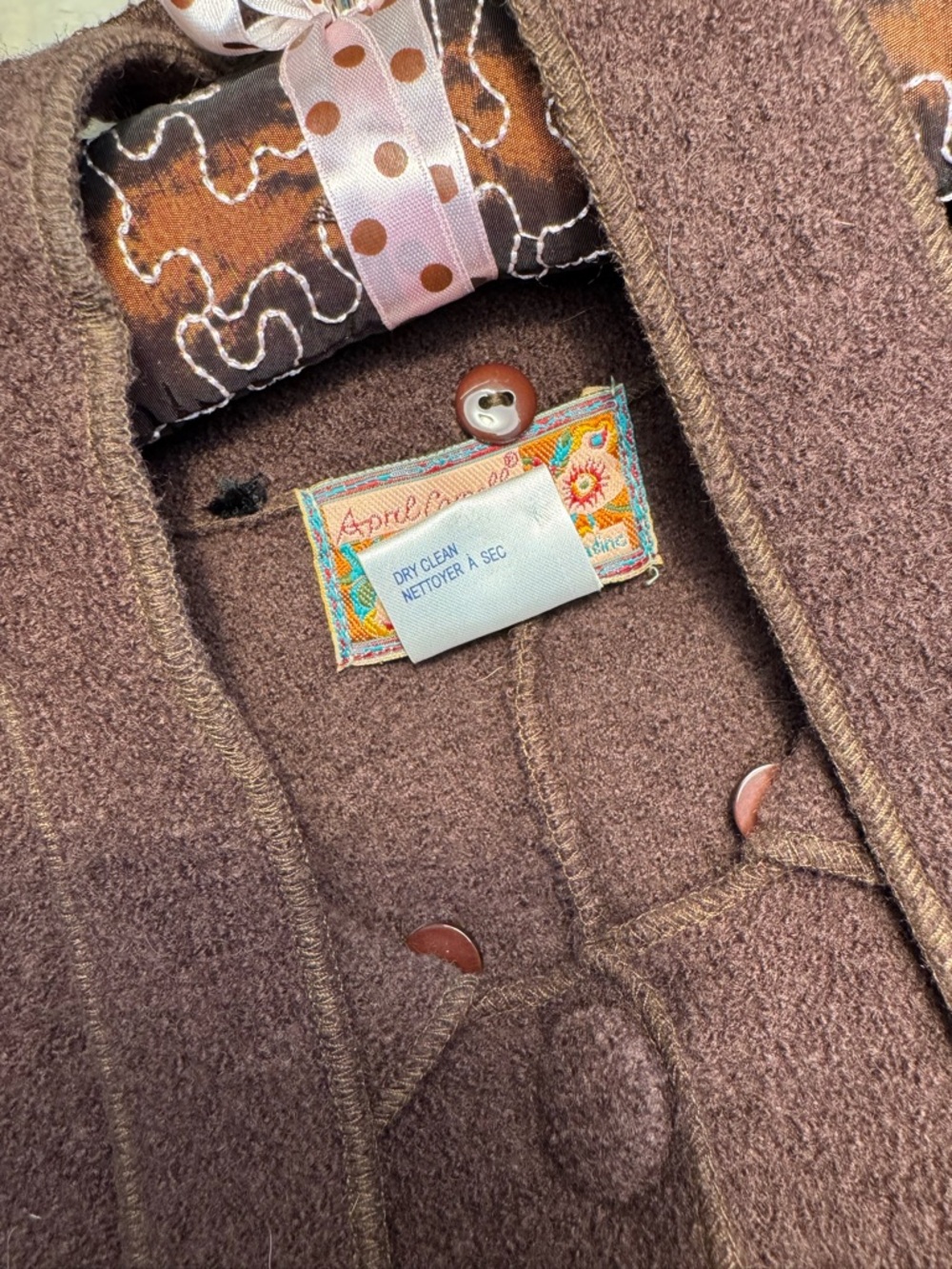 Vintage April Cornell boiled wool, chestnut top coat - Picture 6 of 7